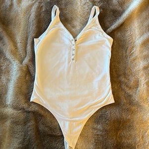 Abercrombie M white Henley bodysuit